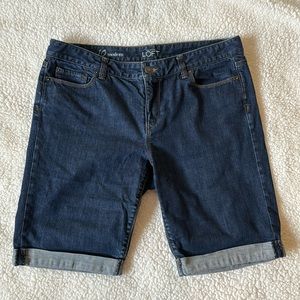 Ann Taylor Loft Blue Jean Bermuda Shorts, Cuffed, 99% Cotton